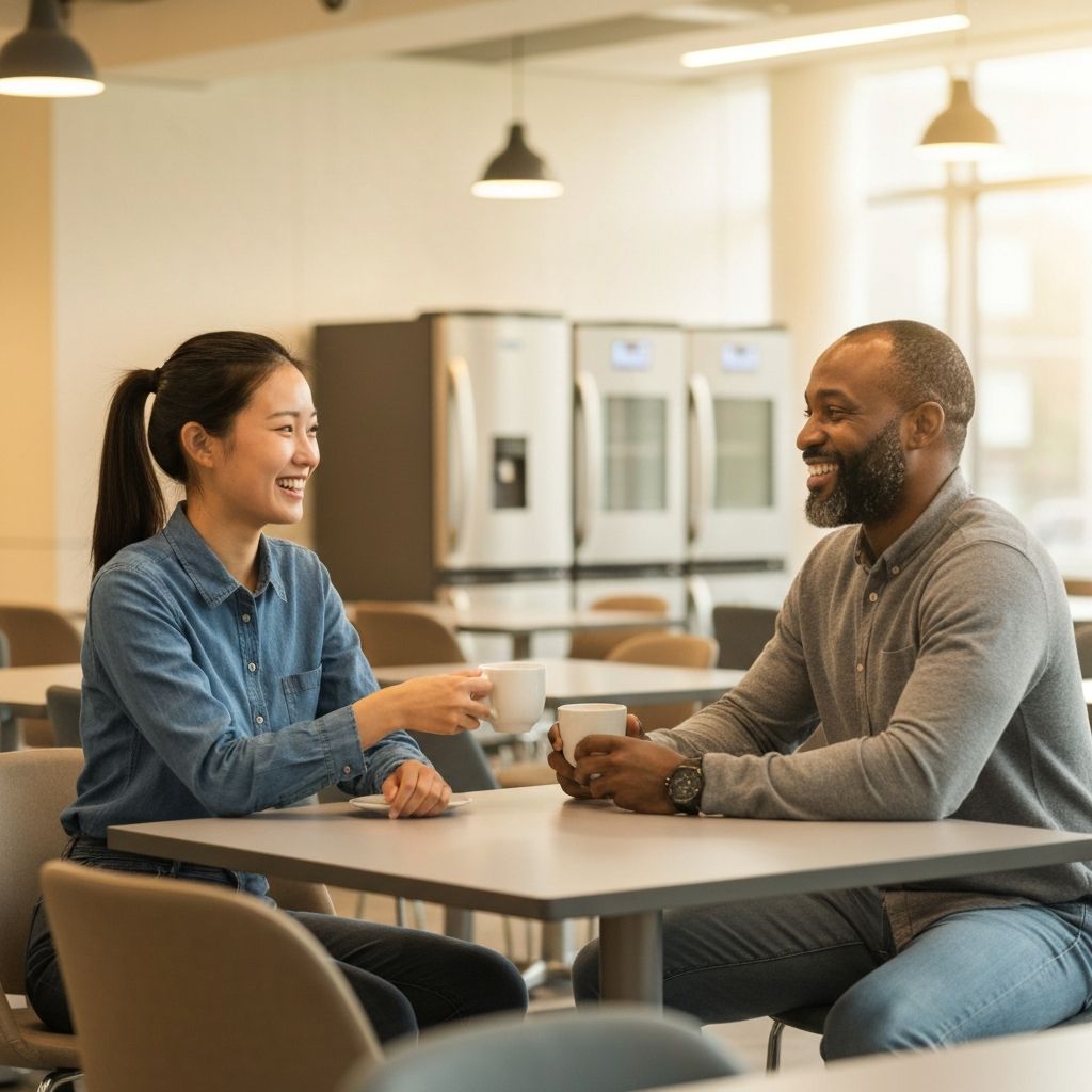 Colleagues meeting for coffee